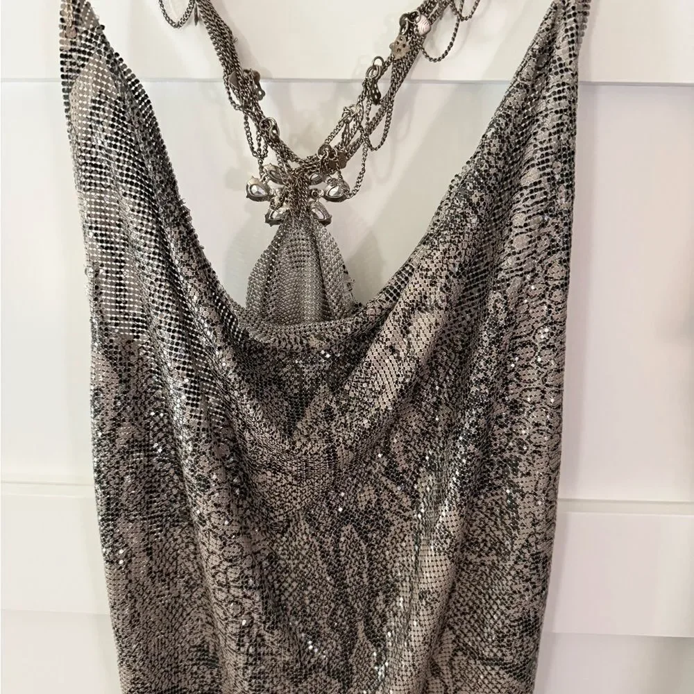 Metallic snakeskin Chainmail Dress perfect for cosplay snake print chain detail